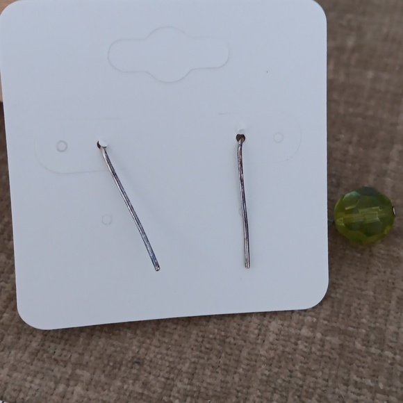 Silver Tone Glass Beaded Dangle Earrings - Picture 6 of 6